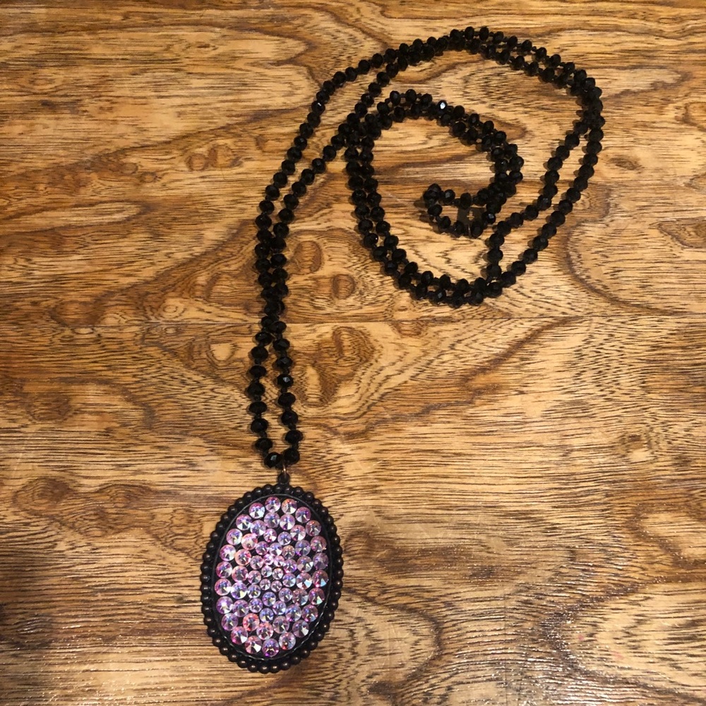 COPY - Pink Panache black necklace with swavorskis